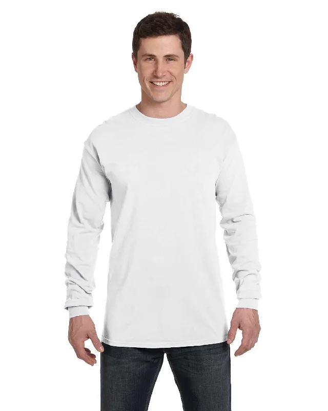 Comfort Colors Garment-Dyed Long Sleeve T-Shirt | White Chenille Blend Fleece Blend Nylon Blend