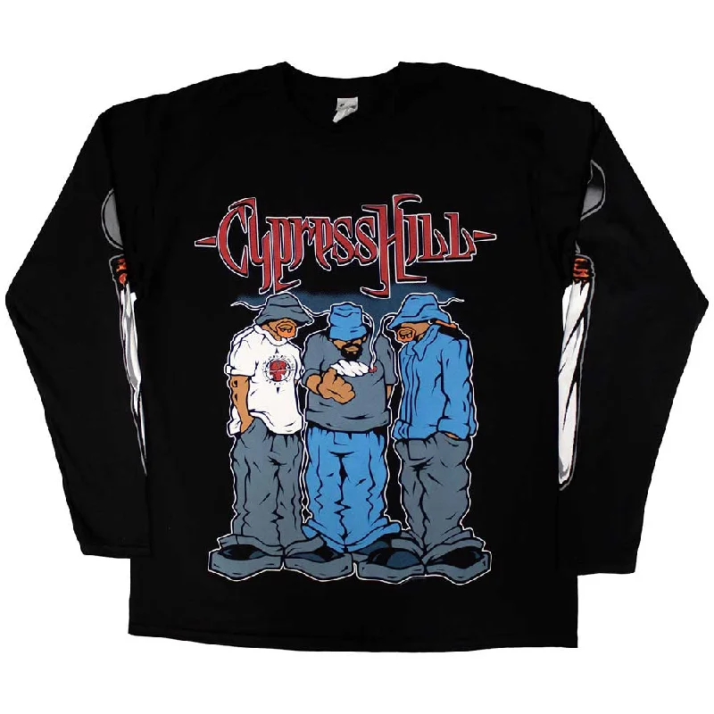 Cypress Hill | Official Long Sleeve Band T-Shirt | Blunted (Sleeve Print) Satin Blend Silk Blend Wool Blend