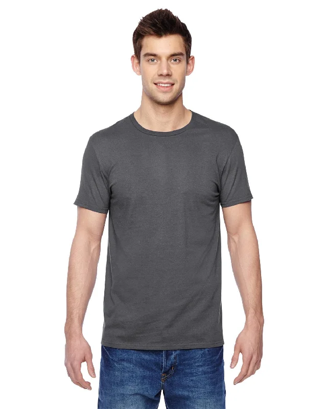 Fruit of the Loom 100% Sofspun Cotton T-Shirt | Charcoal Grey Solid Color Striped Floral