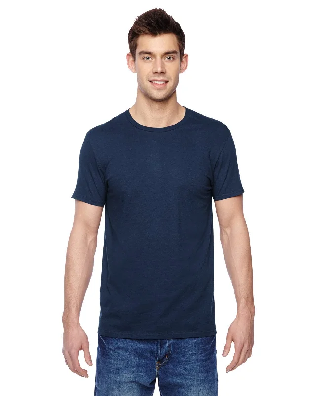 Fruit of the Loom 100% Sofspun Cotton T-Shirt | J Navy Notch Collar Peter Pan Collar Cowl Neck