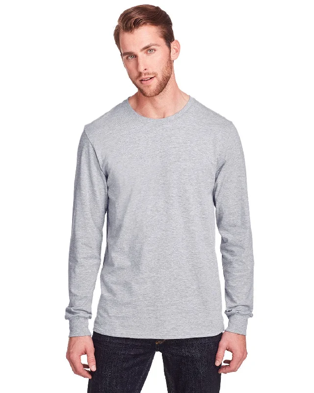 Fruit of the Loom Adult ICONIC Long Sleeve T-Shirt | Athletic Heather V-Neck T-Shirt Long Sleeve Cotton