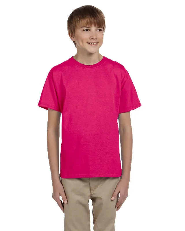 Fruit of the Loom Youth T-Shirt | Cyber Pink Chenille Brocade Lace