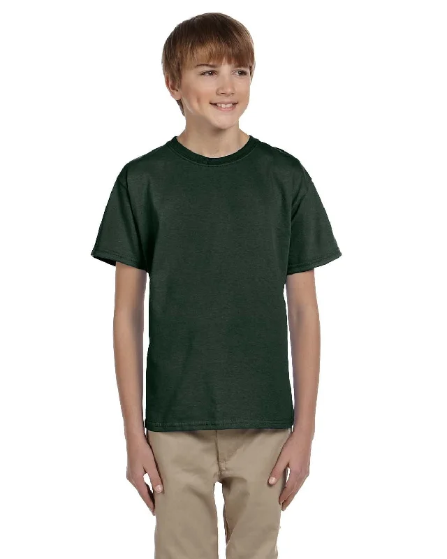 Fruit of the Loom Youth T-Shirt | Forest Green Fleece Fabric Down Fabric Feather Fabric