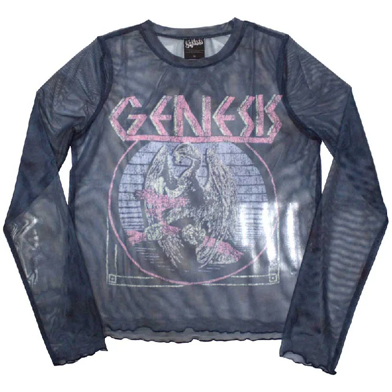 Genesis | Ladies Long Sleeve Official Band T-Shirt | Bird Hand (Mesh) Satin Blend Silk Blend Wool Blend