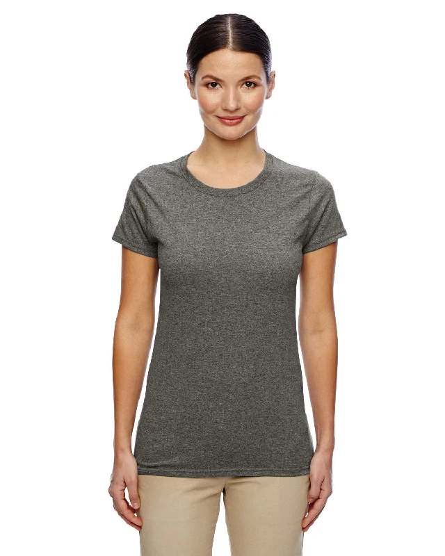 Gildan Ladies Lightweight 100% Cotton T-Shirt | Graphite Heather Hooded Caped Shawl Collar