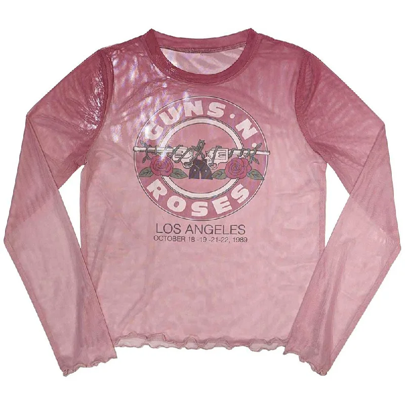 Guns N' Roses | Ladies Long Sleeve Official Band T-Shirt | Bullet Seal (Mesh) Chenille Fabric Brocade Fabric Lace Fabric