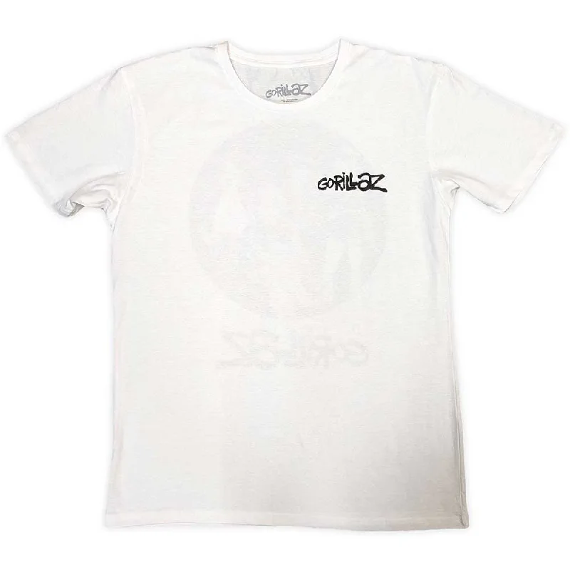 Gorillaz | Official Band T-Shirt | Song Machine Brush Logo (Back Print) Graphic T-Shirt Round Neck Polyester