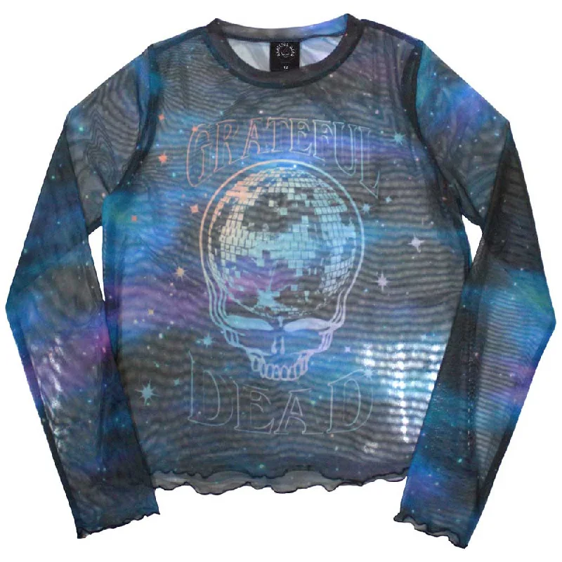 Grateful Dead | Ladies Long Sleeve Official Band T-Shirt | Stealy Glitter Ball (Mesh) Terry Blend Velvet Blend Canvas Blend