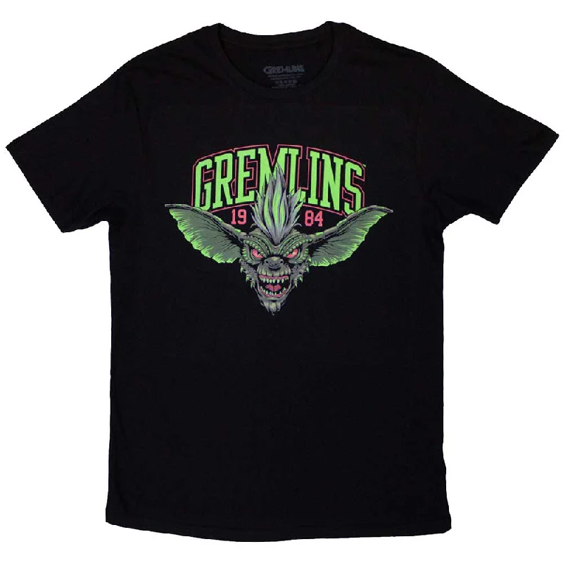 Gremlins | Official T-Shirt | Stripe 1984 Green Logo Graphic T-Shirt Round Neck Polyester