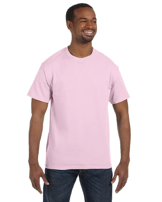 Hanes Authentic-T T-shirt | Pale Pink Striped Floral Plaid