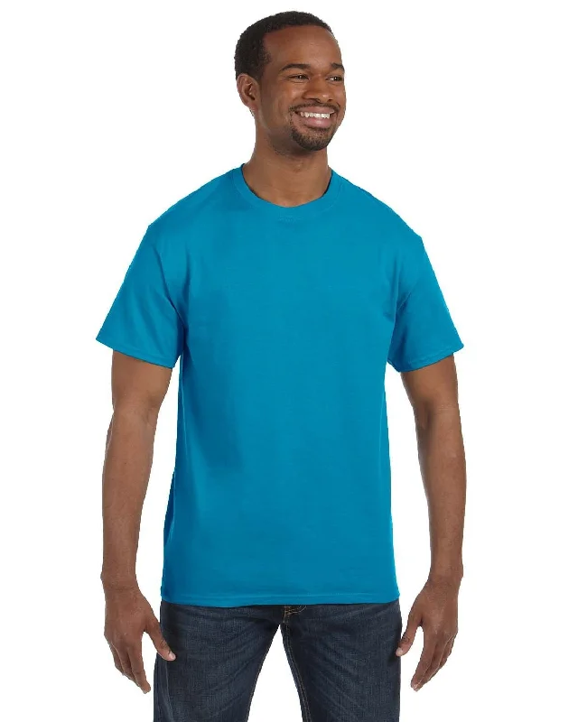 Hanes Authentic-T T-shirt | Teal Hooded Caped Shawl Collar