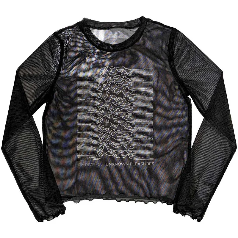 Joy Division | Ladies Long Sleeve Official Band T-Shirt | Unknown Pleasures (Mesh) Fleece Nylon Spandex