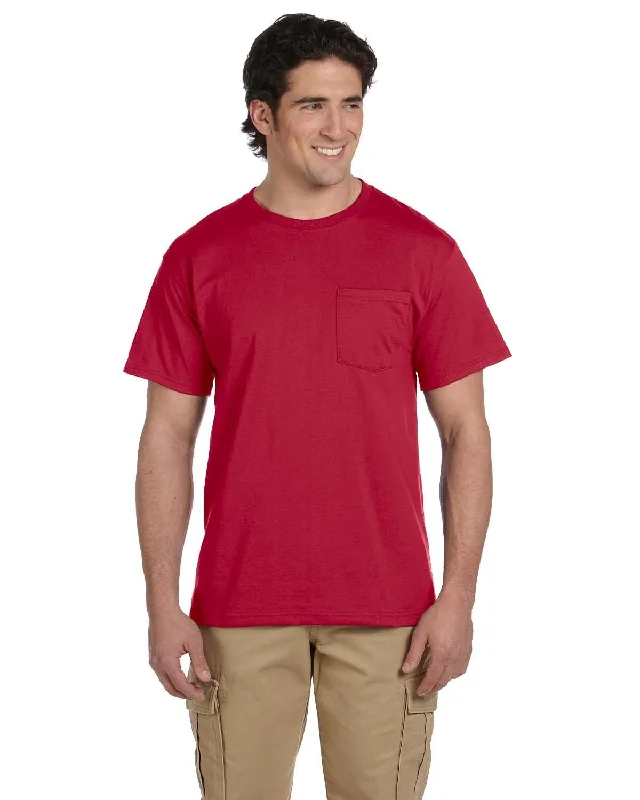 Jerzees 50/50 Pocket T-Shirt | True Red Cashmere Blend Cotton Blend Poly Blend