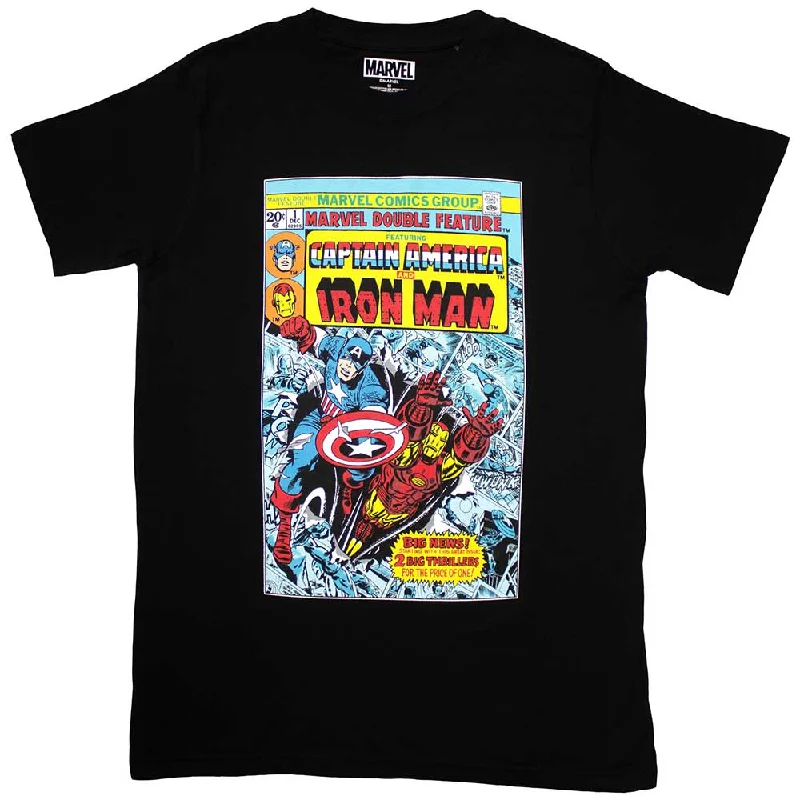 Marvel Comics | Official T-Shirt | Captain America & Iron Man Comic Cover Handmade Hand-knitted Hand-woven