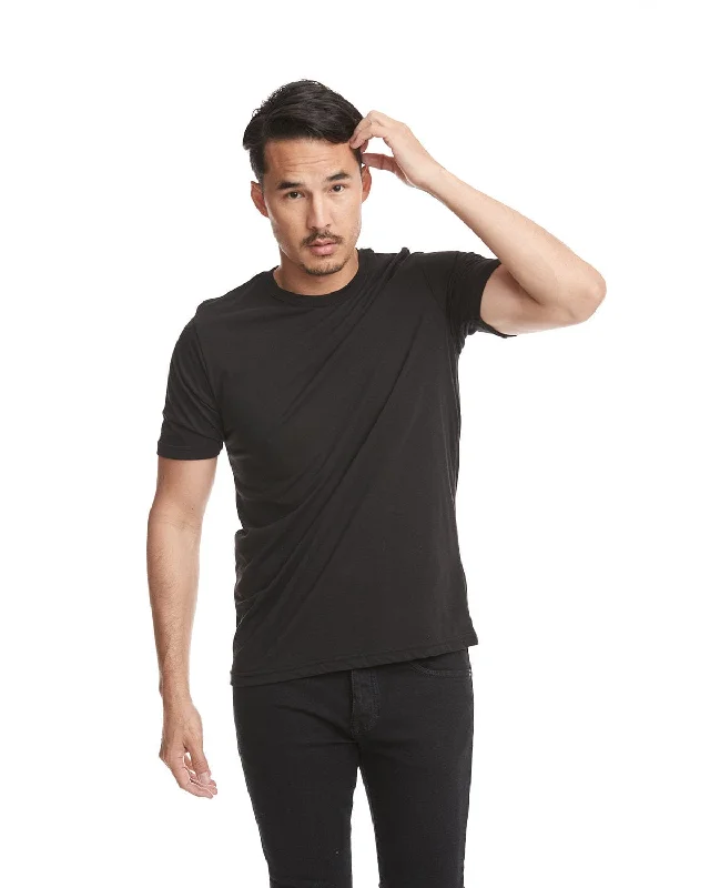 Next Level Mens Poly/Cotton Short Sleeve Crew T-Shirt | Black Mesh Blend Leather Blend Suede Blend