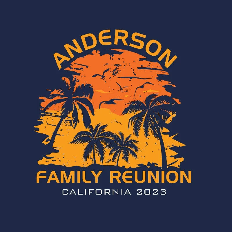 Palm Sunset Family Reunion T-Shirt Design R3-6 Modern Contemporary Chic