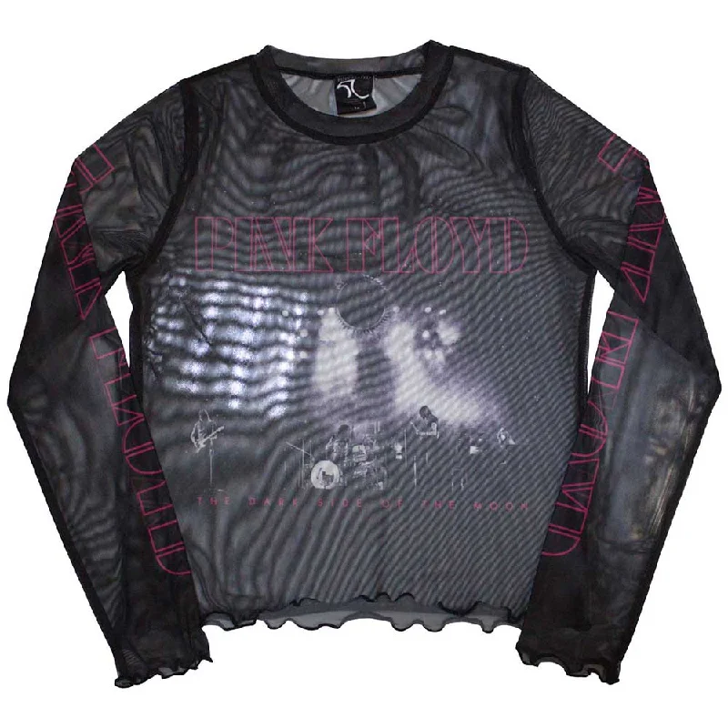 Pink Floyd | Ladies Long Sleeve Official Band T-Shirt | Live Band (Mesh) Polka Dot Checkered Tartan