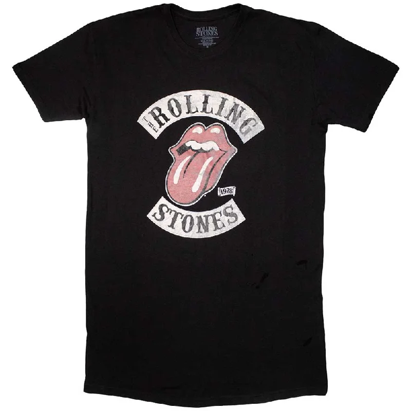 The Rolling Stones |  Ladies Official Band T-Shirt Dress | Tour 78 Print Jacquard Patchwork