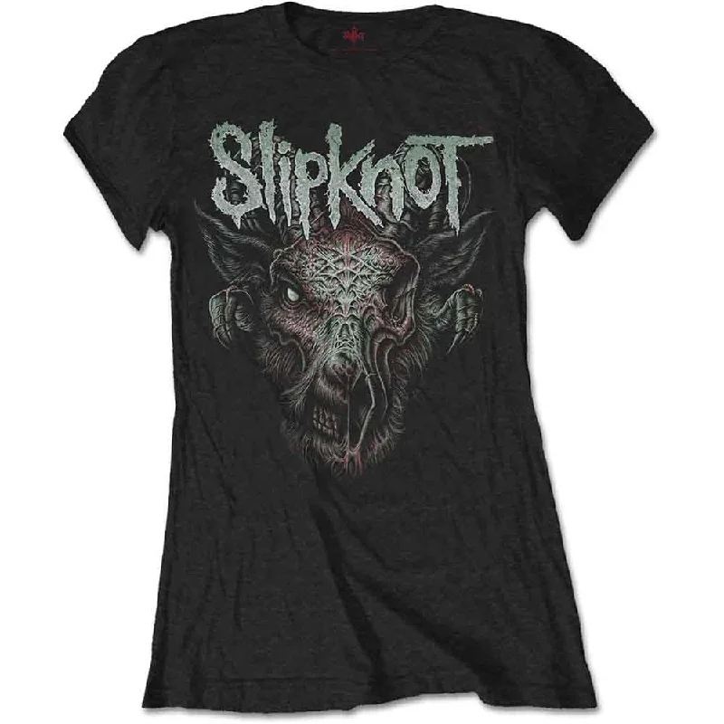 Slipknot | Official Band Ladies T-Shirt | Infected Goat (Back Print) Embroidered Appliqued Beaded