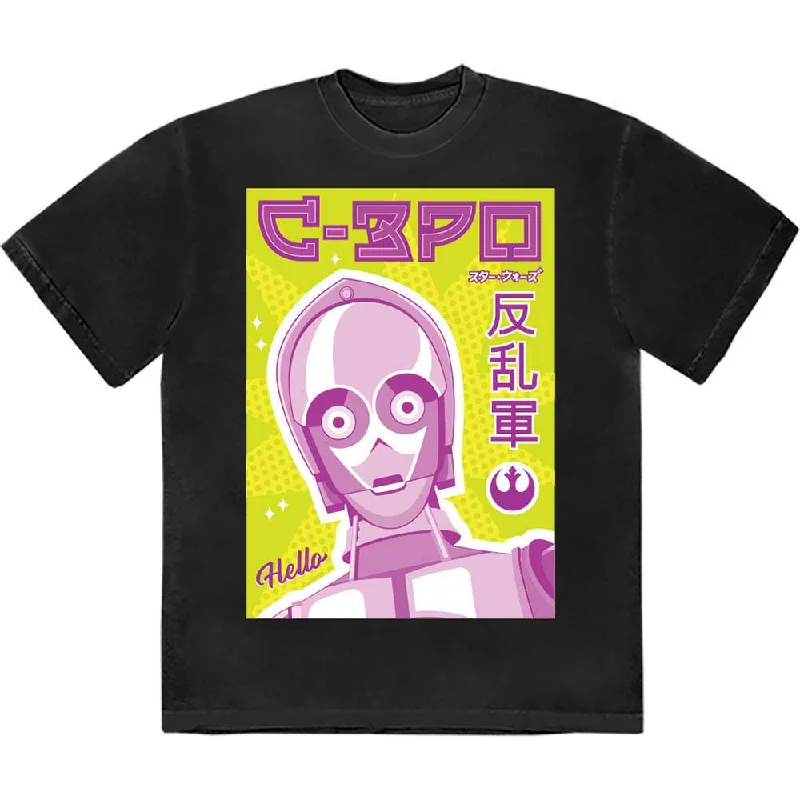 Star Wars | Official Band T-Shirt | C-3PO Japanese Polka Dot Checkered Tartan