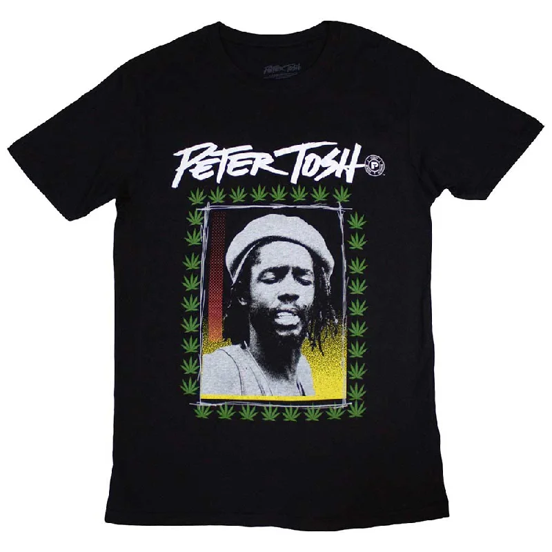 Peter Tosh | Official Band T-Shirt | Leaf Frame Denim Fabric Leather Fabric Suede Fabric