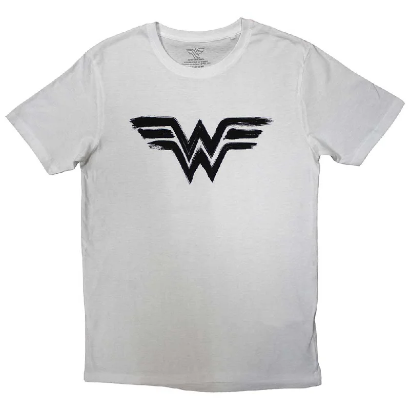 DC Comics | Official T-Shirt | Wonder Woman - Black Paint Logo Ribbed T-Shirt High Neck Heavyweight