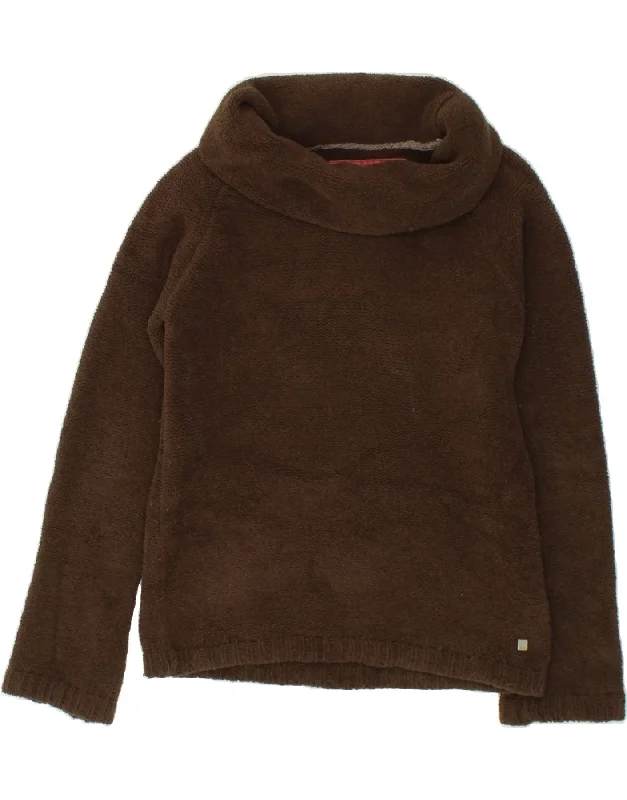 ANIMAL Womens Roll Neck Fleece Jumper UK 10 Small Brown Polyester Collared Crew Neck Turtle Neck