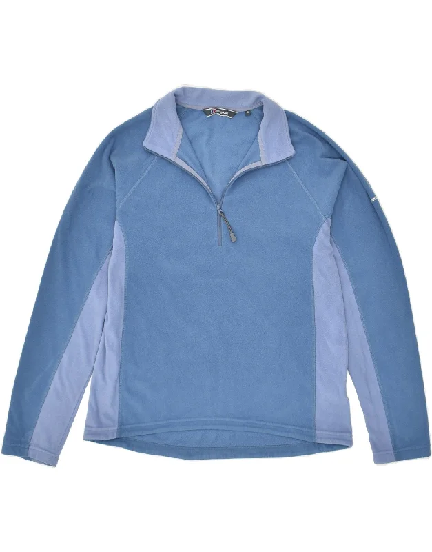 BERGHAUS Womens Zip Neck Fleece Jumper UK 18 XL Blue Colourblock Polyester Terry Terry Cloth Terry Knit