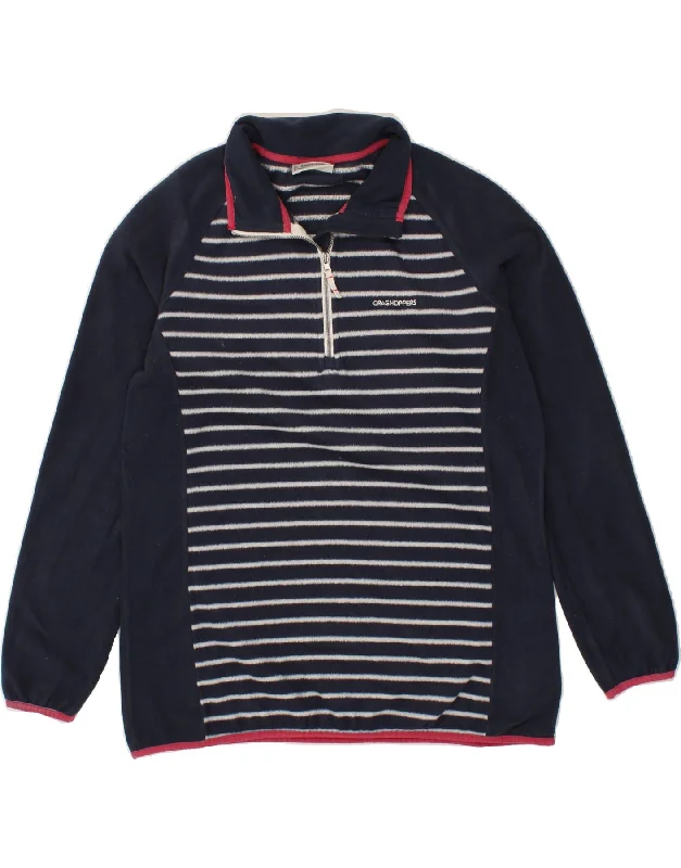 CRAGHOPPERS Womens Fleece Jumper UK 16 Large  Navy Blue Striped Nautical Modern Contemporary Chic