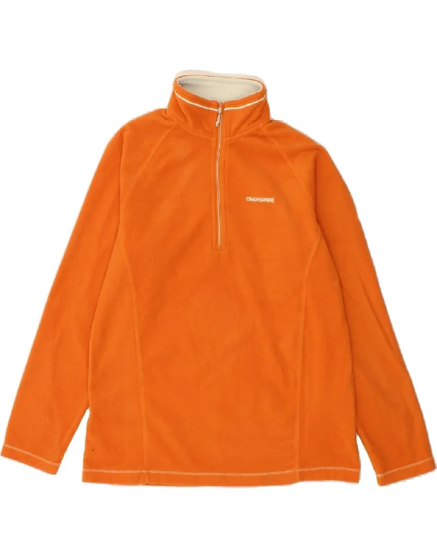 CRAGHOPPERS Womens Graphic Zip Neck Fleece Jumper UK medium Orange Velvet Chenille Corduroy