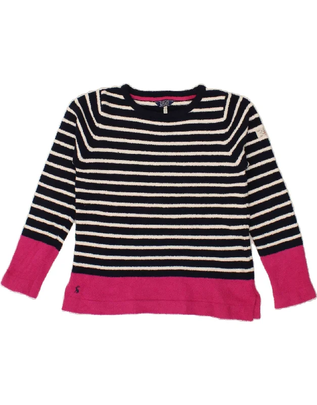 JOULES Womens Fleece Jumper UK 12 Medium  Navy Blue Striped Nautical Wool Sweater Cotton Sweater Cashmere Sweater