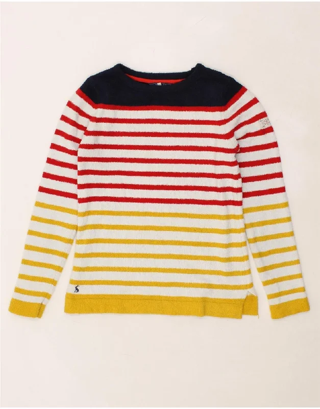 JOULES Womens Fleece Jumper UK 8 Small Multicoloured Striped Polyester Tailored Straight A-Line