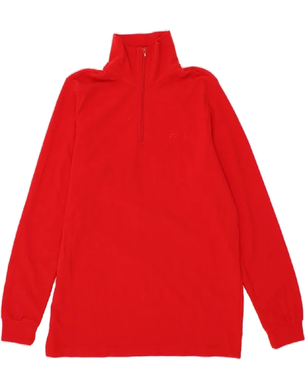 LOTTO Womens Zip Neck Fleece Jumper UK 16 Large Red Polyester Fleece Fabric Down Fabric Feather Fabric