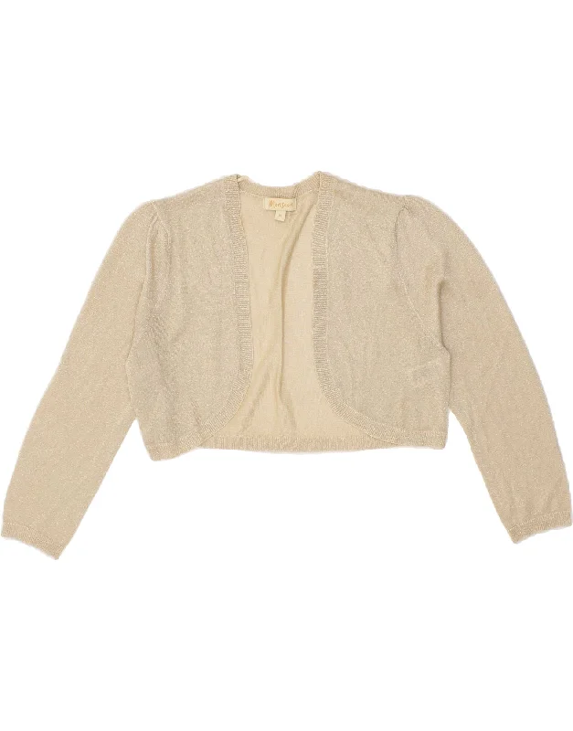 MONSOON Womens Bolero Jumper UK 12 Medium Beige Viscose Welt Pockets Slit Pockets Flap Pockets