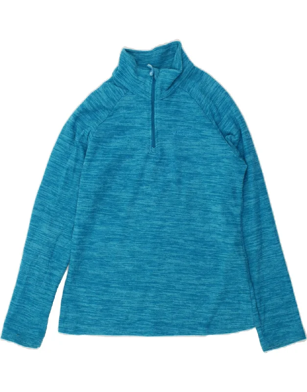 MOUNTAIN WAREHOUSE Womens Zip Neck Fleece Jumper UK 10 Small  Blue Flecked Lace Blend Ribbed Blend Corduroy Blend