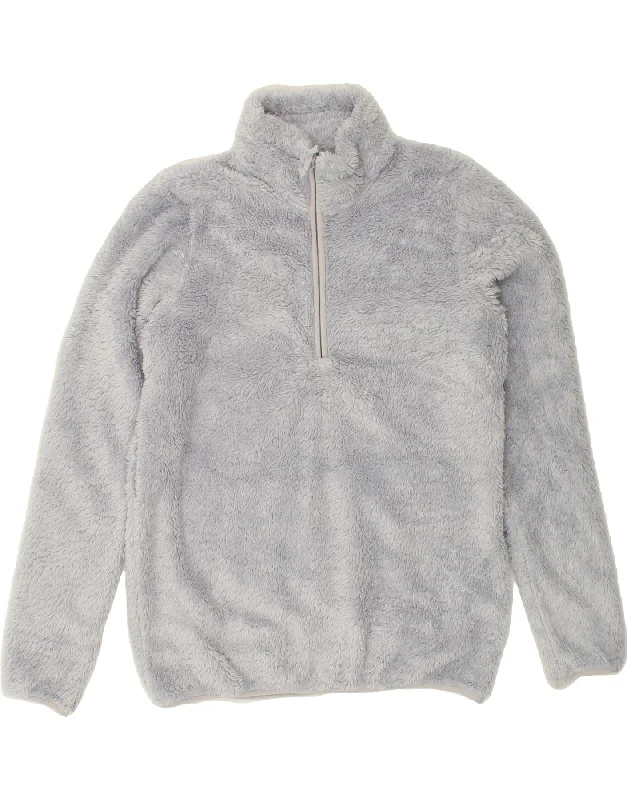 MOUNTAIN WAREHOUSE Womens Zip Neck Fleece Jumper UK 10 Small  Grey Zippered Buttoned Snapped