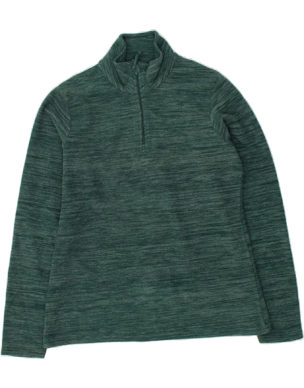 MOUNTAIN WAREHOUSE Womens Zip Neck Fleece Jumper UK 12 Medium Green Iron Safe Non-Iron Wrinkle Free