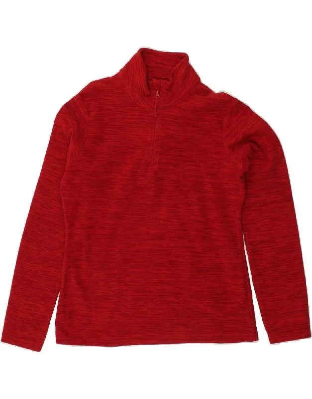 MOUNTAIN WAREHOUSE Womens Zip Neck Fleece Jumper UK 12 Medium Red Open Front Closed Front Wrap Front