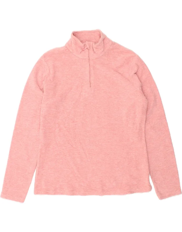 MOUNTAIN WAREHOUSE Womens Zip Neck Fleece Jumper UK 14 Large Pink Casual Formal Business