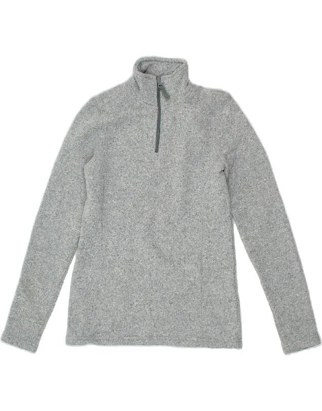 MOUNTAIN WAREHOUSE Womens Zip Neck Fleece Jumper UK 8 Small  Grey Houndstooth Herringbone Solid