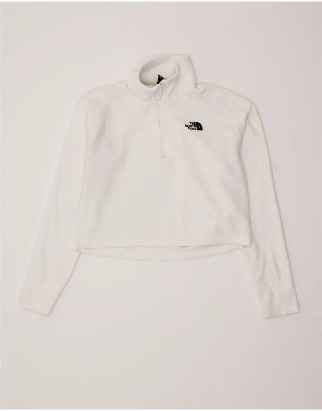 THE NORTH FACE Womens Crop Zip Neck Fleece Jumper UK 12 Medium White Satin Fabric Silk Fabric Chiffon Fabric