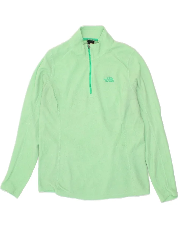 THE NORTH FACE Womens Zip Neck Fleece Jumper UK 16 Large Green Polyester Slim Fit Regular Fit Oversized