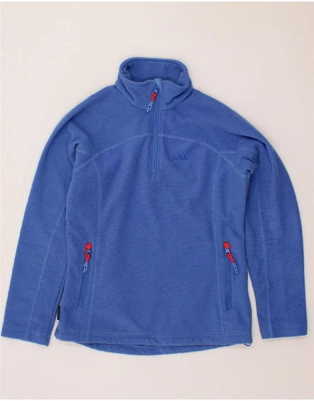 TRESPASS Womens Loose Fit Zip Neck Fleece Jumper UK 10 Small Blue Iron Safe Non-Iron Wrinkle Free