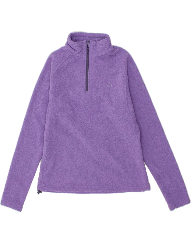 TRESPASS Womens Zip Neck Fleece Jumper UK 14 Medium Purple Polyester Toggled Drawstring Belted