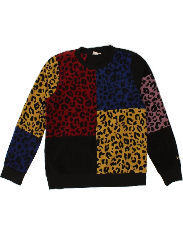 VANS Womens Fleece Jumper UK 18 XL Multicoloured Animal Print Polyester Fitted Loose Oversized