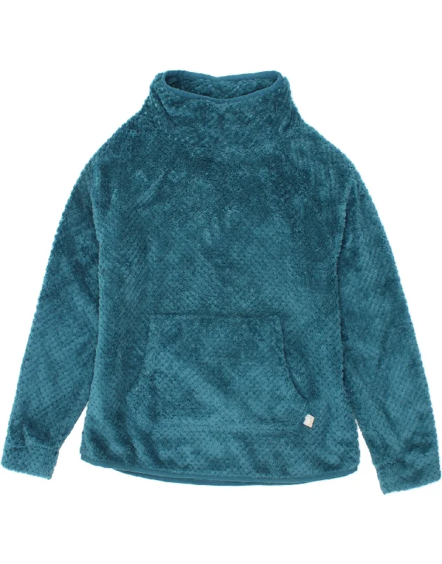 WEIRD FISH Womens Fleece Jumper UK 14 Large  Turquoise Polyester Transparent Opaque Sheer