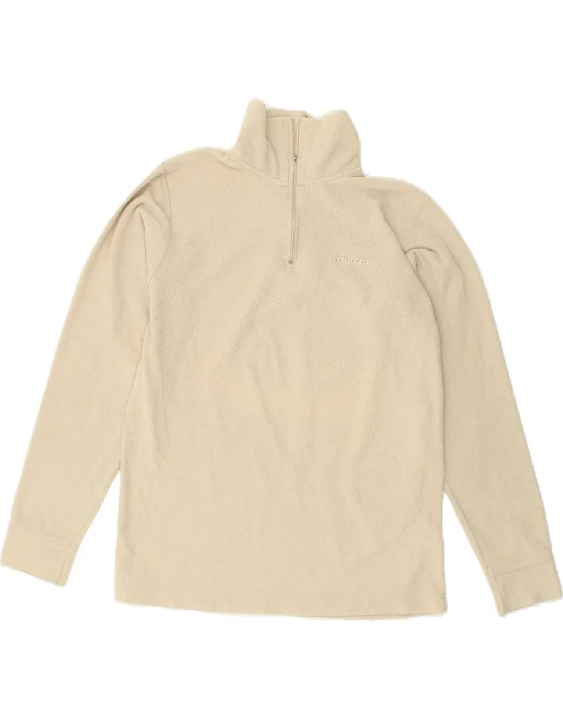 INVICTA Womens Zip Neck Fleece Jumper UK 14 Medium Beige Polyester Toggled Drawstring Belted