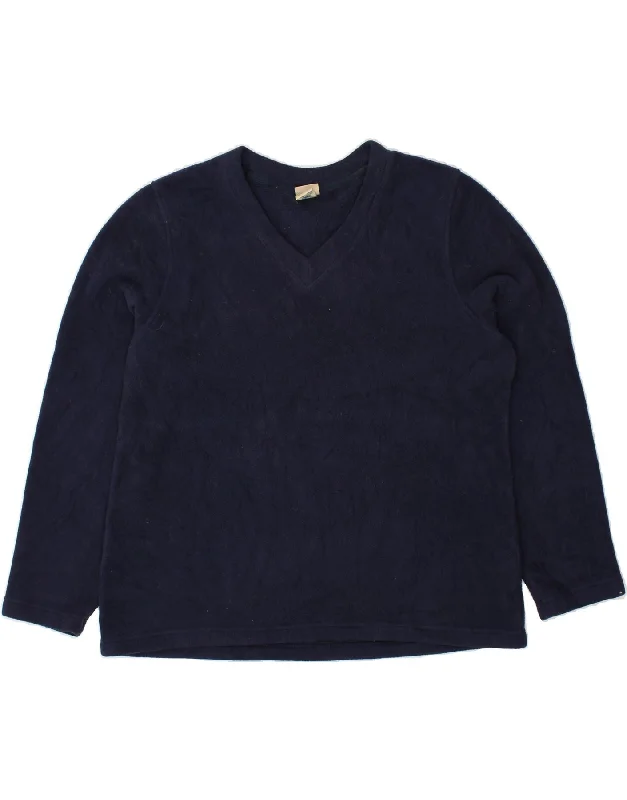 L.L.BEAN Womens Fleece Jumper UK 18 XL Navy Blue Polyester Iron Safe Non-Iron Wrinkle Free