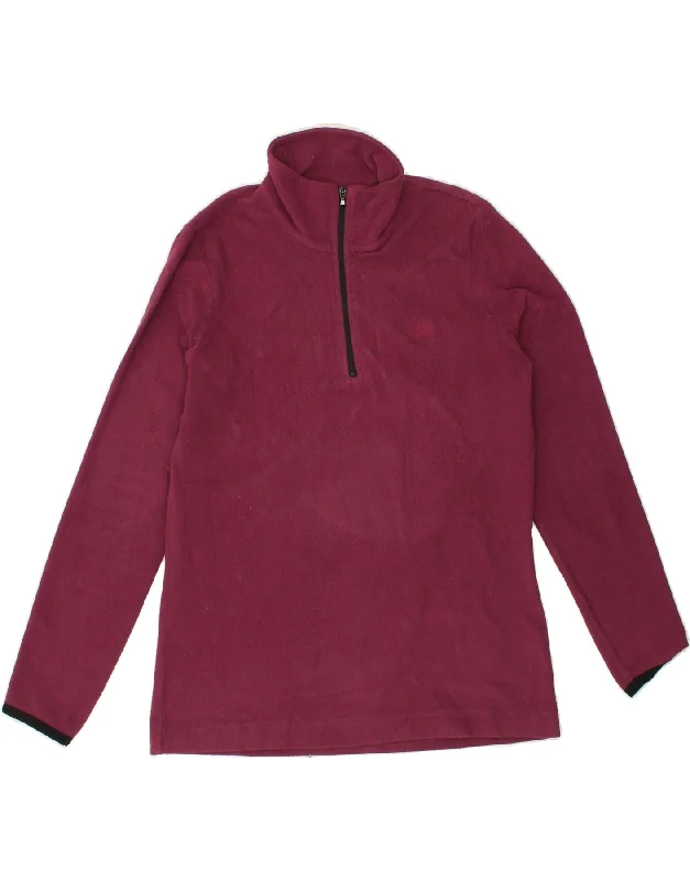 LOTTO Womens Zip Neck Fleece Jumper UK 12 Medium Burgundy Polyester Hooded Caped Shawl Collar