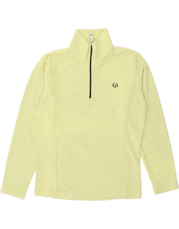 SERGIO TACCHINI Womens Zip Neck Fleece Jumper UK 18 XL Yellow Polyester Lightweight Heavyweight Midweight